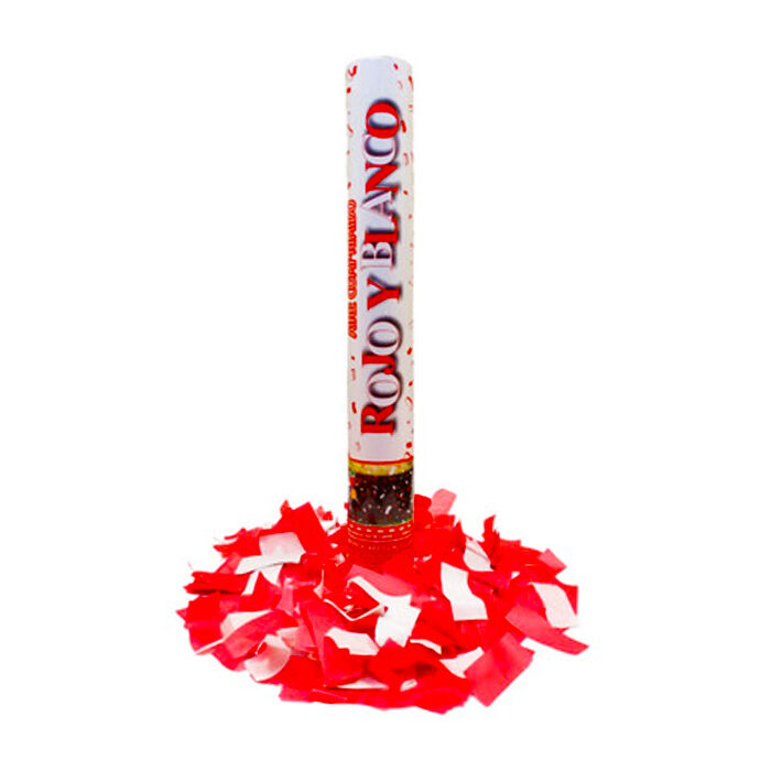 CAÑON LANZA PAPELES ROJO Y BLANCO 40 CM CAÑON LANZA PAPELES ROJO Y BLANCO 40 CM