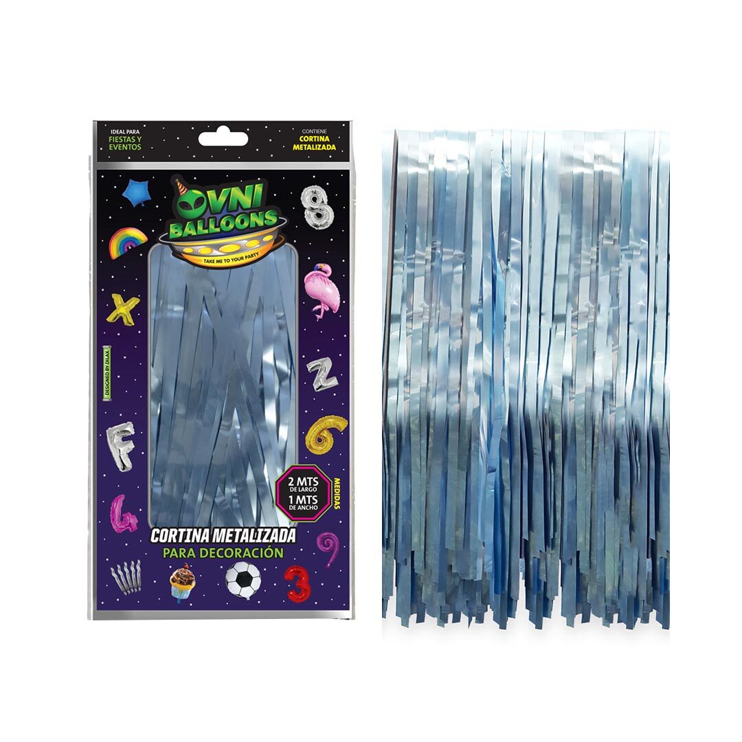 CORTINA CELESTE CROMO CORTINA METALIZADA CELESTE CROMO