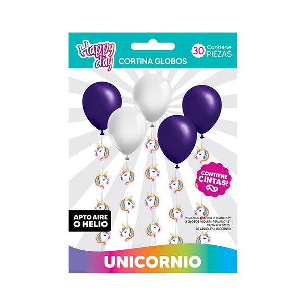 CORTINA DE GLOBOS UNICORNIO 30 PIEZAS CORTINA DE GLOBOS UNICORNIO 30 PIEZAS