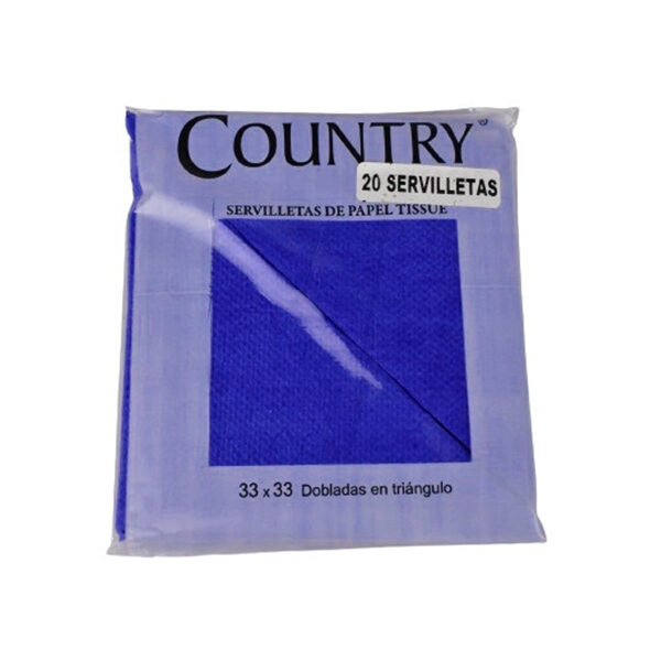 SERVILLETAS DESCARTABLES AZULES COUNTRY X 20 U SERVILLETAS DESCARTABLES AZULES COUNTRY X 20 U