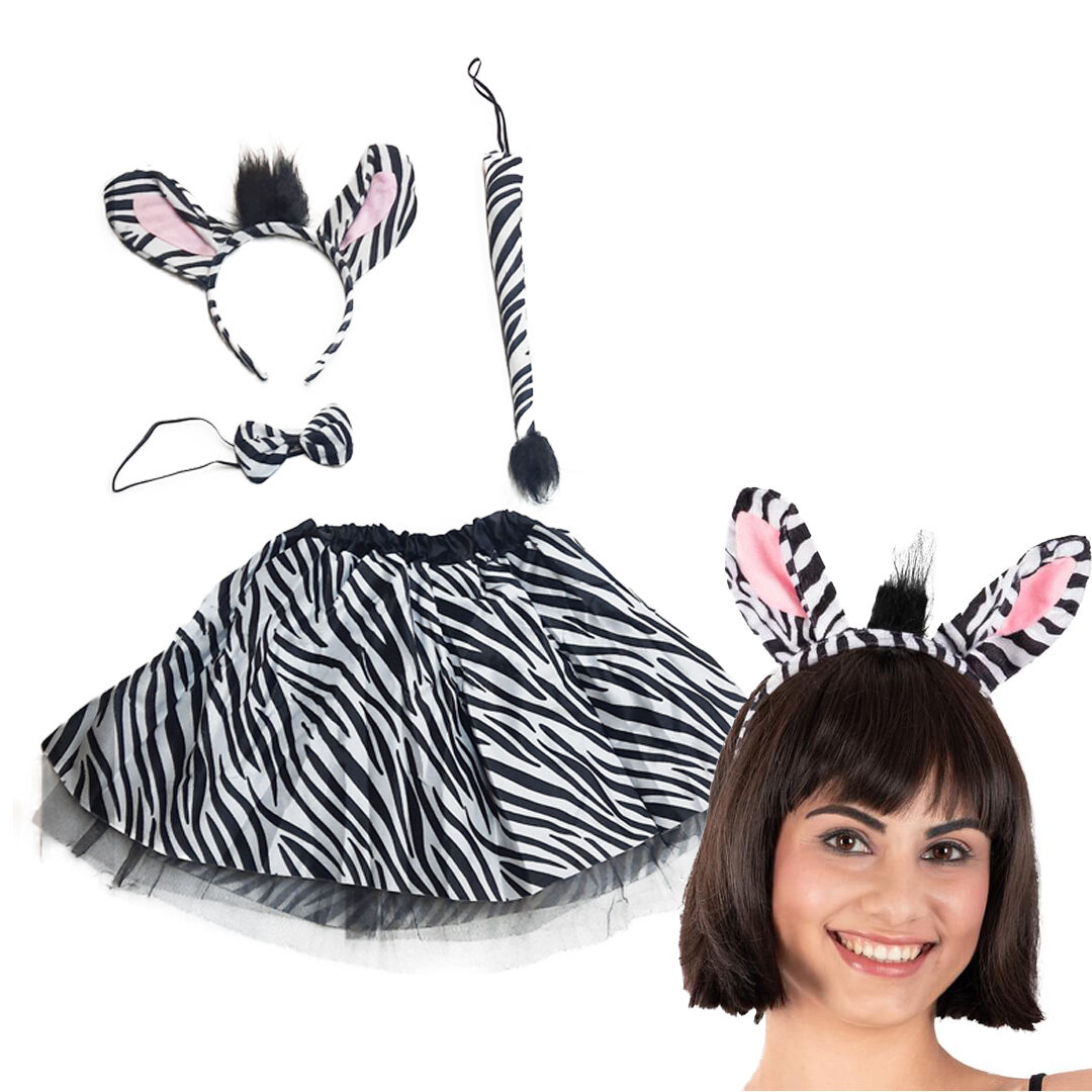 SET DE CEBRA: TUTÚ, VINCHA, COLA Y MOÑO SET DE CEBRA: TUTÚ, VINCHA, COLA Y MOÑO