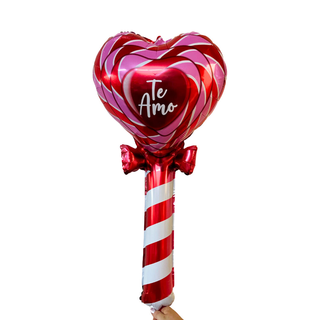 GLOBO METALIZADO PALETA CORAZÓN GLOBO METALIZADO PALETA CORAZÓN