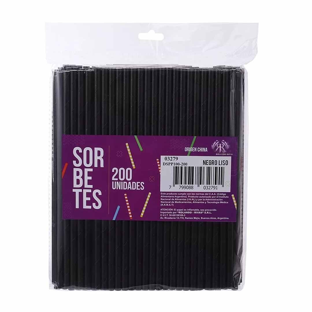 PACK DE SORBETES NEGROS POLIPAPEL X 200 U. PACK DE SORBETES NEGROS POLIPAPEL X 200 U.