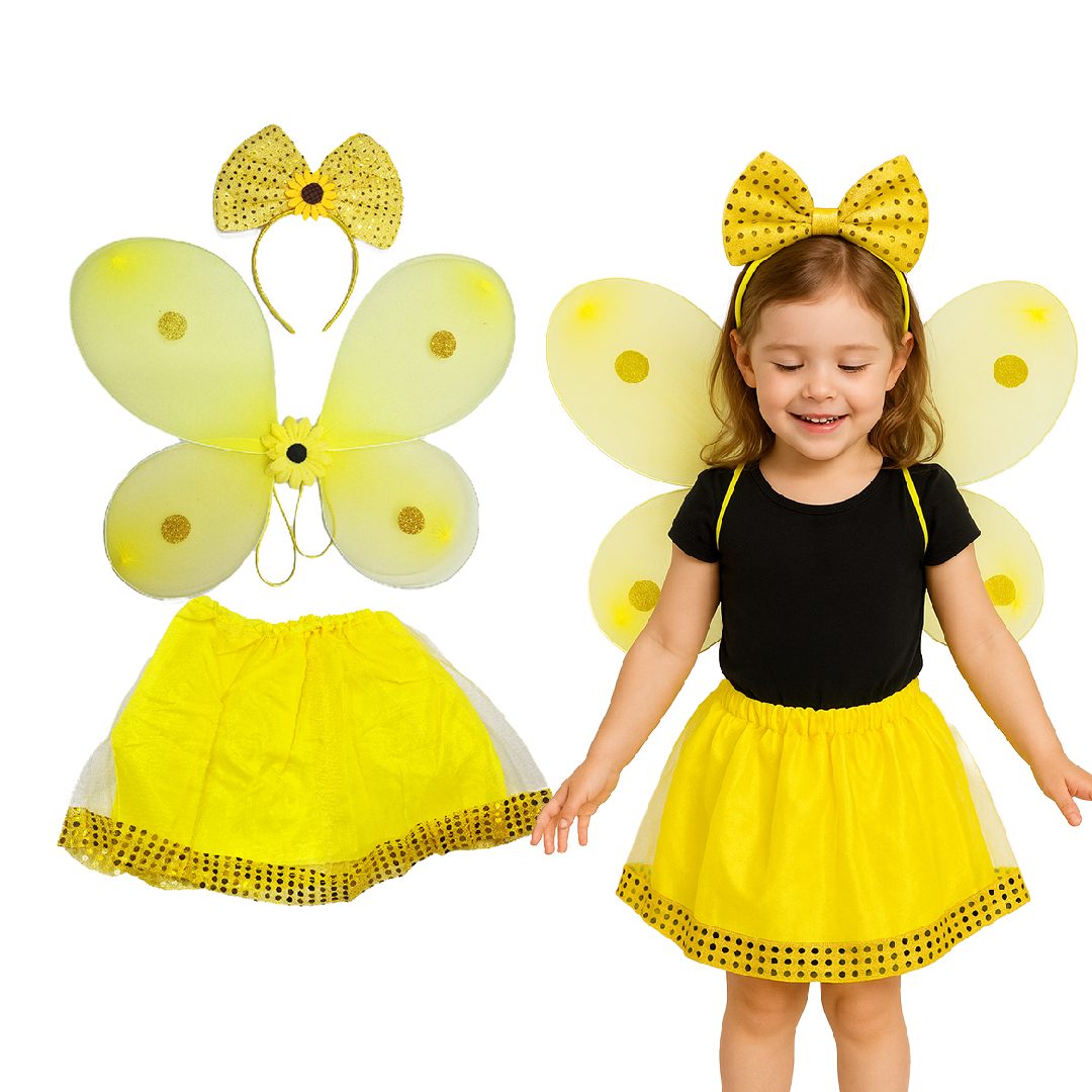 SET DE ALAS, VINCHA Y FALDA MARIPOSA AMARILLA KI0182