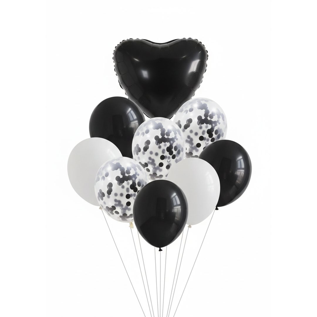 SET DE 9 GLOBOS MIX BLACK & WHITE SET DE 9 GLOBOS MIX BLACK & WHITE