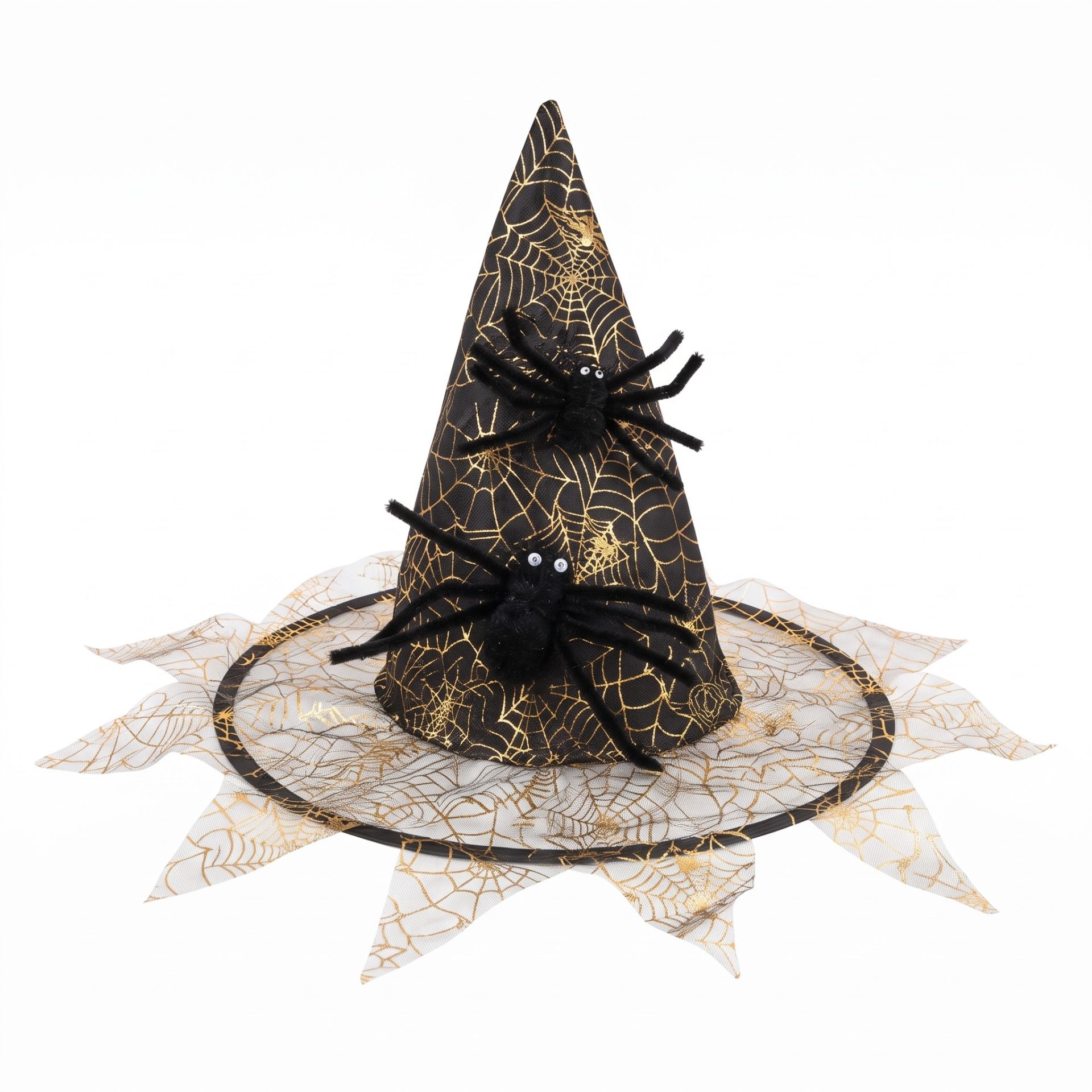 SOMBRERO BRUJA CON ARAÑAS NEGRO SOMBRERO BRUJA CON ARAÑAS NEGRO