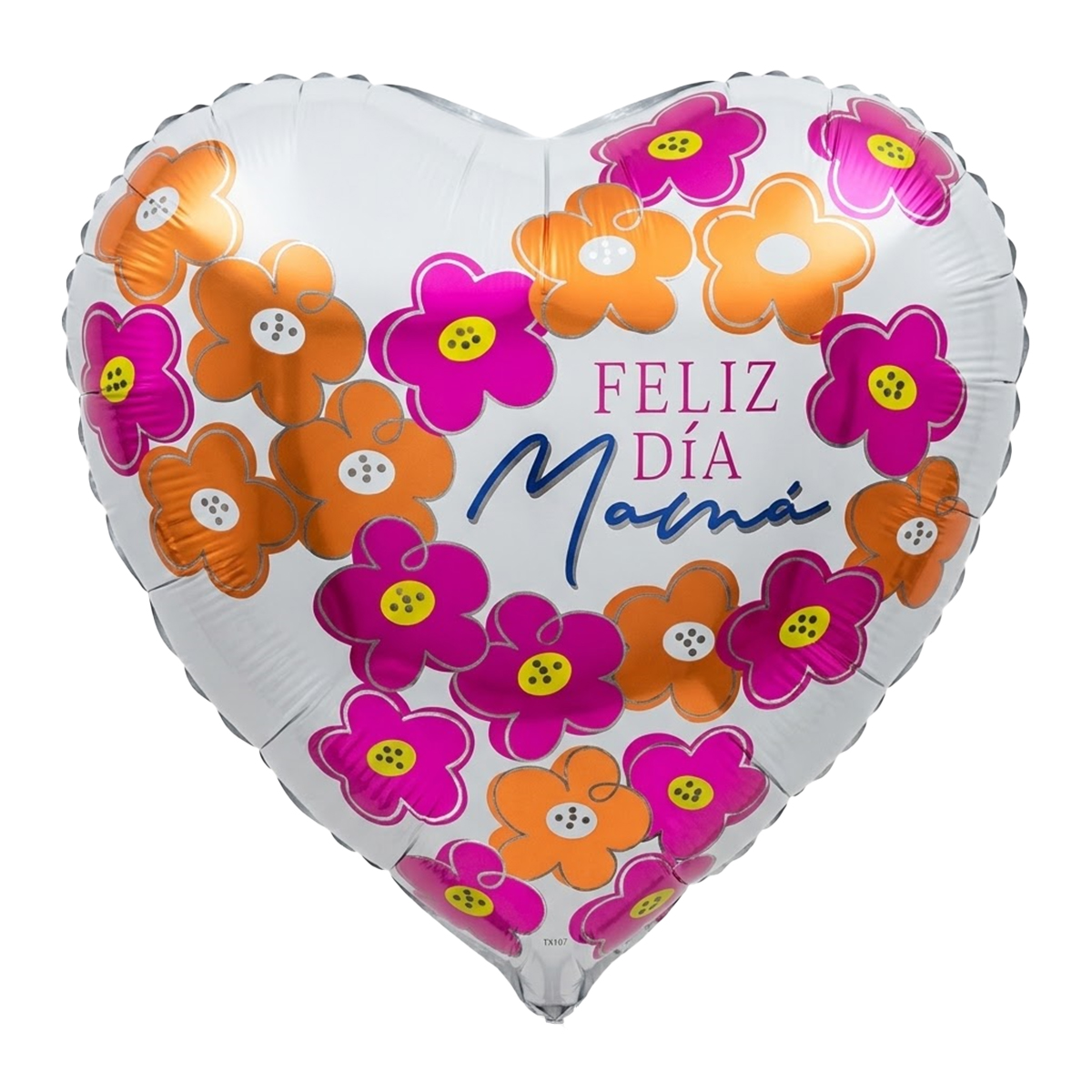 GLOBO CORAZÓN 45 CM FELIZ DÍA MAMÁ CON FLORES GLOBO CORAZÓN 45 CM FELIZ DÍA MAMÁ CON FLORES