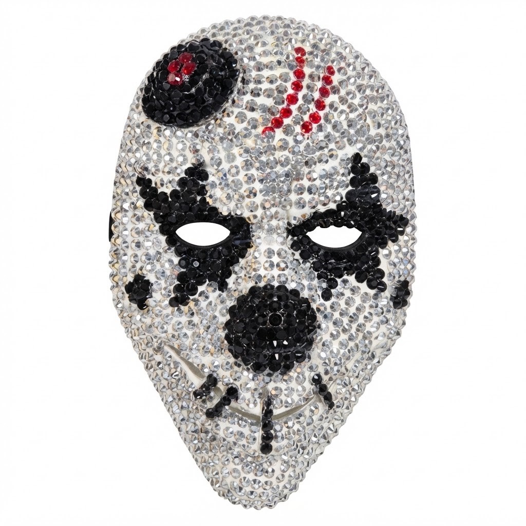 MÁSCARA RÍGIDA PAYASO CON STRASS MÁSCARA RÍGIDA PAYASO CON STRASS